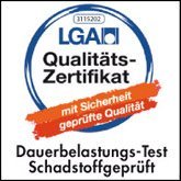 LGA Qualitäts-Zertifikat – Dauerbelastungs-Test, Schadstoffgeprüft