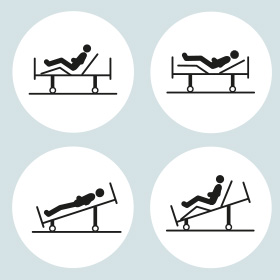 Komfort und Pflegebett Silwa Libra Komfort Icons Positionen